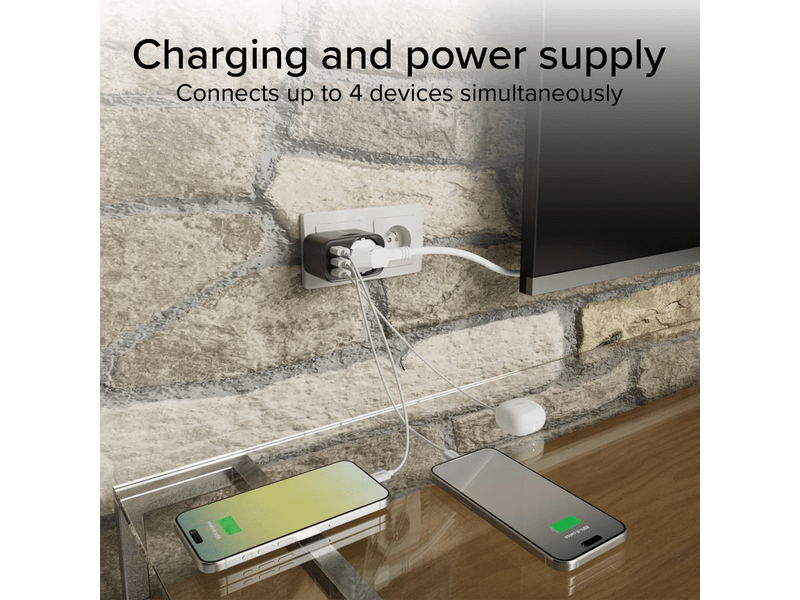 SBS Schuko 30W Többaljzatos töltő (TETRPLUG1USB2CPD30)