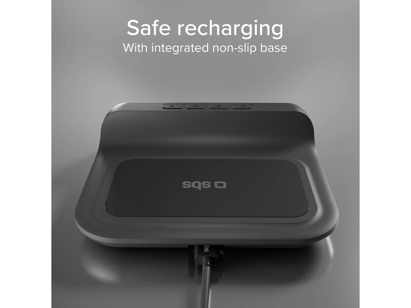 SBS 2-in-1 Ébresztőóra vezeték nélküli töltővel, fekete (TEWIRCLOCK)