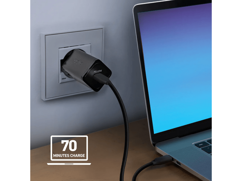 SBS Mini adapter GaN 45W PD fekete
