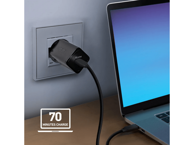 SBS Mini adapter, GaN, 45W, PD, fekete (TETRGAN1C45W)