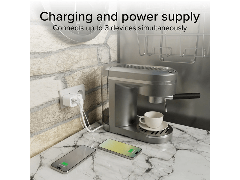 SBS Schuko 30W Többaljzatos töltő, fehér (TETRPLUG1USB1CPD20)