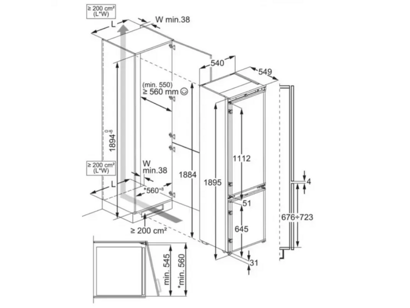 Electrolux ENP7MD19S Kombinirani ugradbeni hladnjak sa zamrzivačem