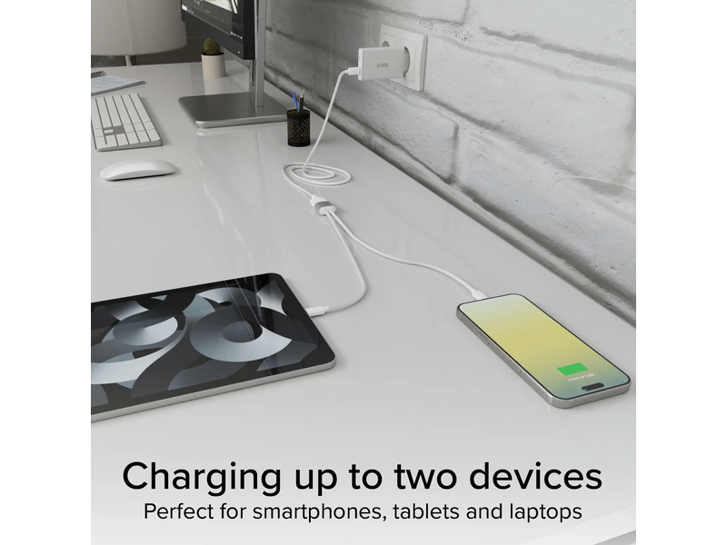 SBS USB Type-C razdjelni kabel, 1,5 m, bijeli (TECABLETCC2IN1)