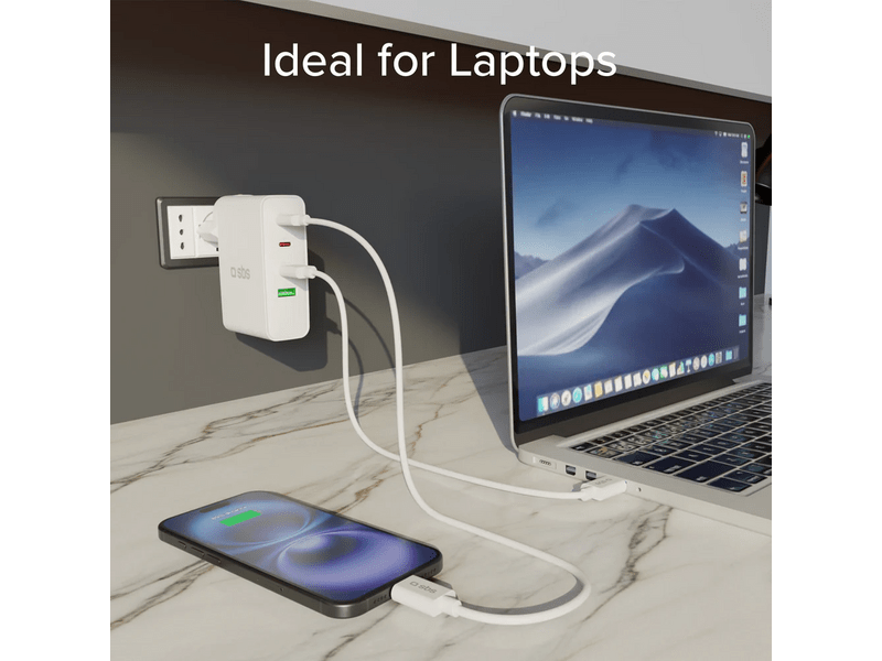 SBS Utazó adapter/ töltő, PD, 100W, fehér (TETRUSB3CPD100INT)