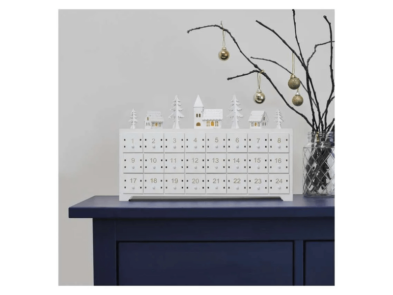 Emos ZY2208 LED adventi naptár, fa, 23x37 cm