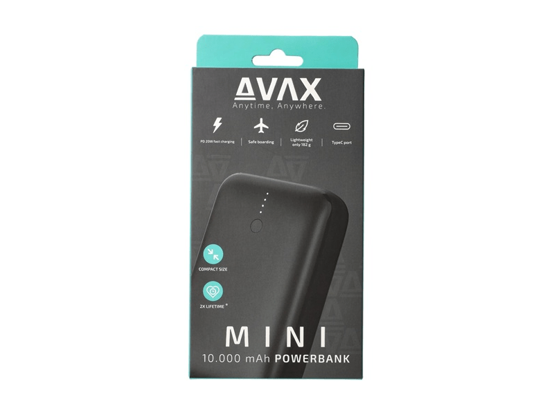 Avax PB105B Mini USB-C Powerbank, 20 W,10000 mAh