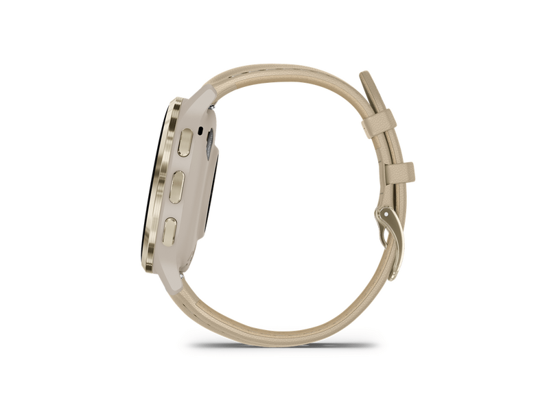 Garmin Venu 3S Okosóra, francia szürke-krémarany, bőr és szilikon szíjjal (010-02785-55)