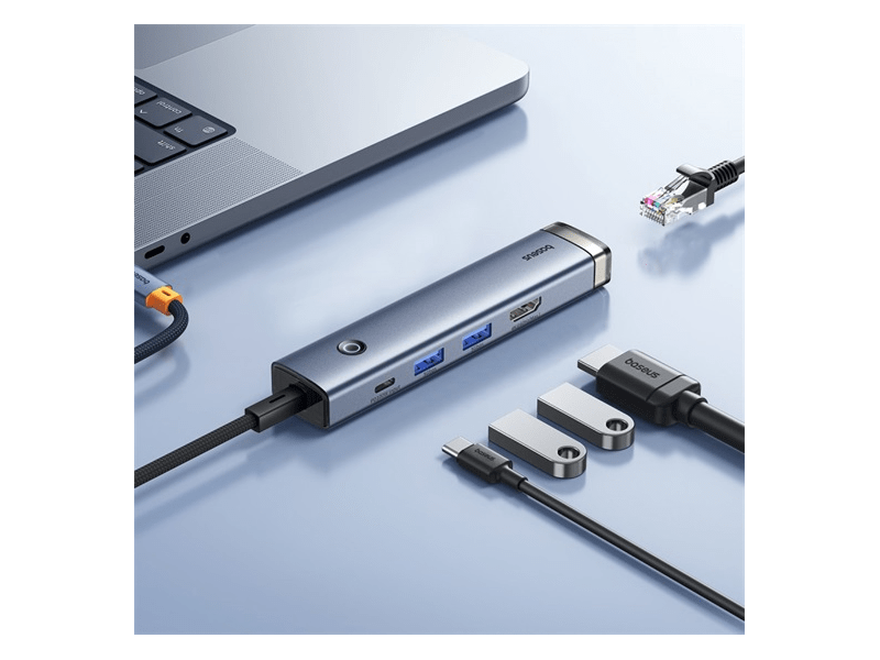 Baseus UltraJoy 5-Port HUB AIR dokkoló állomás, szürke (B0005280181103)