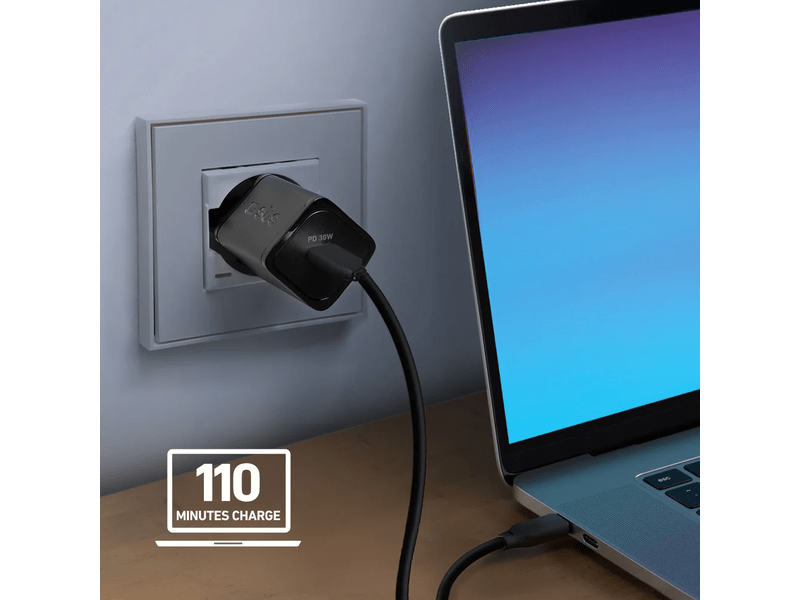 SBS Mini adapter, GaN, 30W, PD, fekete (TETRGAN1C30W)