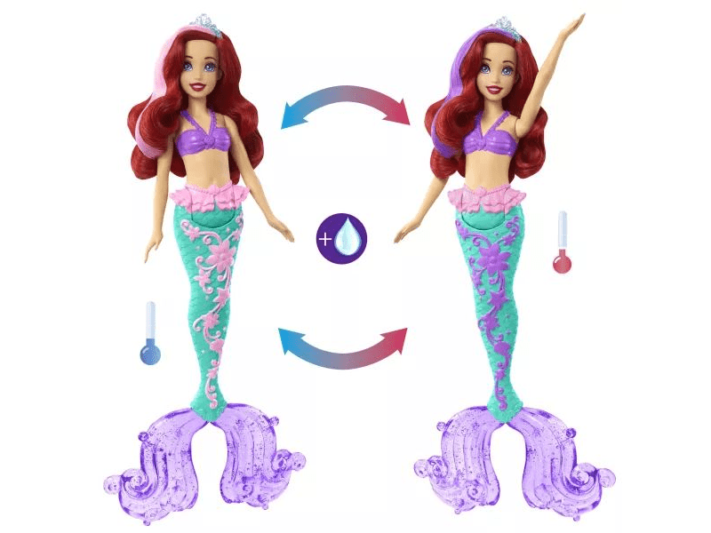 Disney hercegnők: Ariel baba színváltós hajjal és uszonnyal (HLW00)