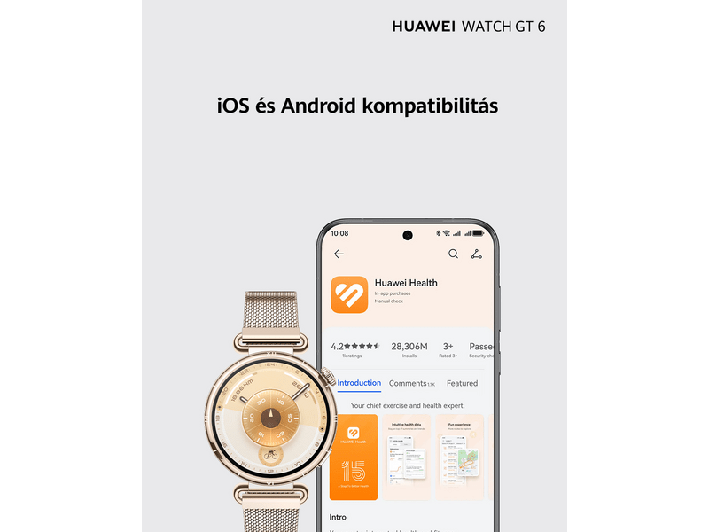 Huawei Watch GT 6 Okosóra, 41 mm, Arany (55020FTP)