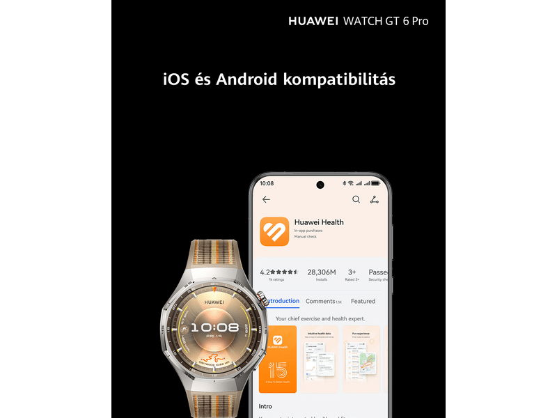 Huawei Watch GT 6 Pro 46mm Okosóra, fekete