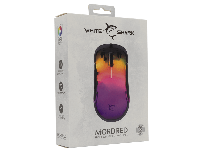 White Shark MORDRED Gamer egér, fekete (GM-5017B)
