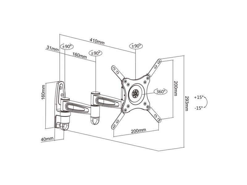 Multibrackets M VESA Flexarm 360 III Fali konzol, 15-32