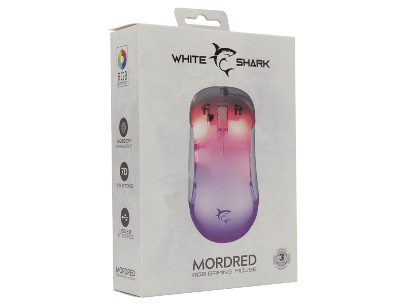 White Shark MORDRED Gamer egér, fehér (GM-5017W)