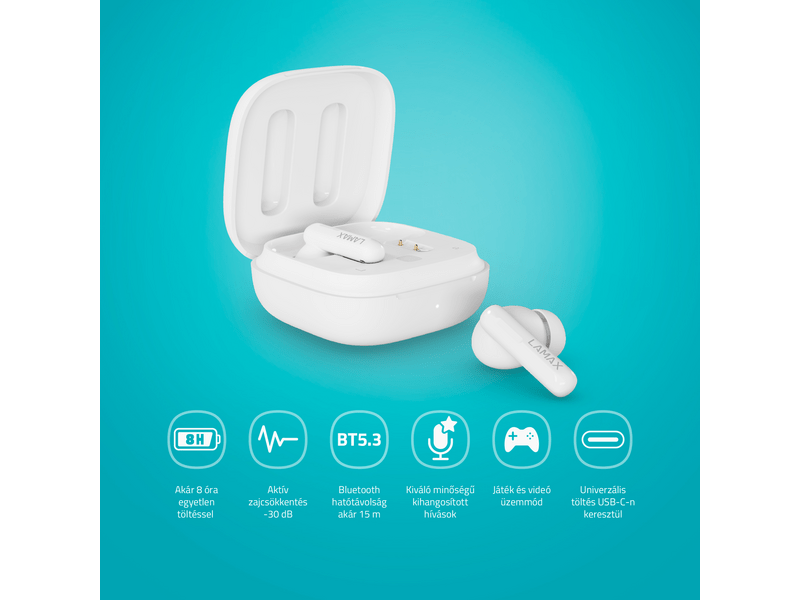 LAMAX Clips1 Plus White TWS fülhallgató, fehér