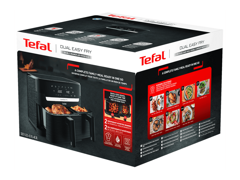 Tefal EY901N10 Dual Easy Fry Forrólevegős fritőz, fekete