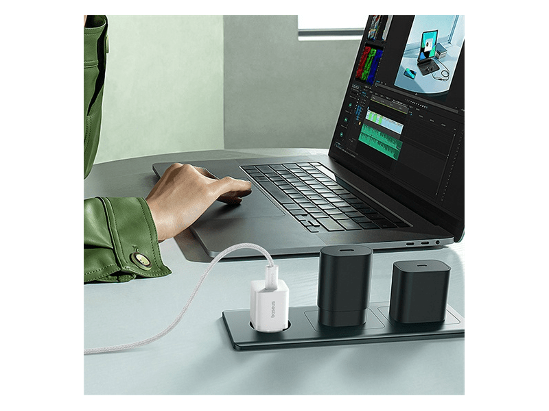 Baseus GaN5 Mini hálózati gyorstöltő 25W, fehér (P1011090921300)