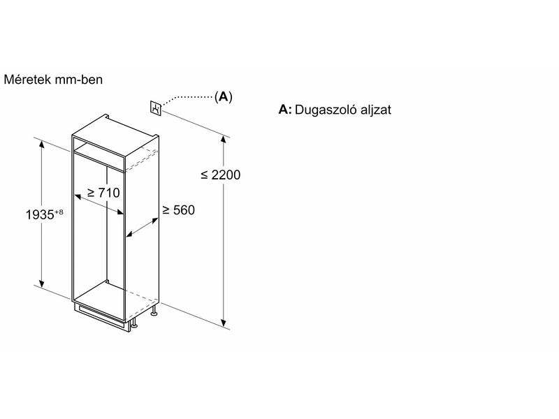 Bosch KBN96VFE0 Beépíthető alulfagyasztós kombinált hűtőszekrény