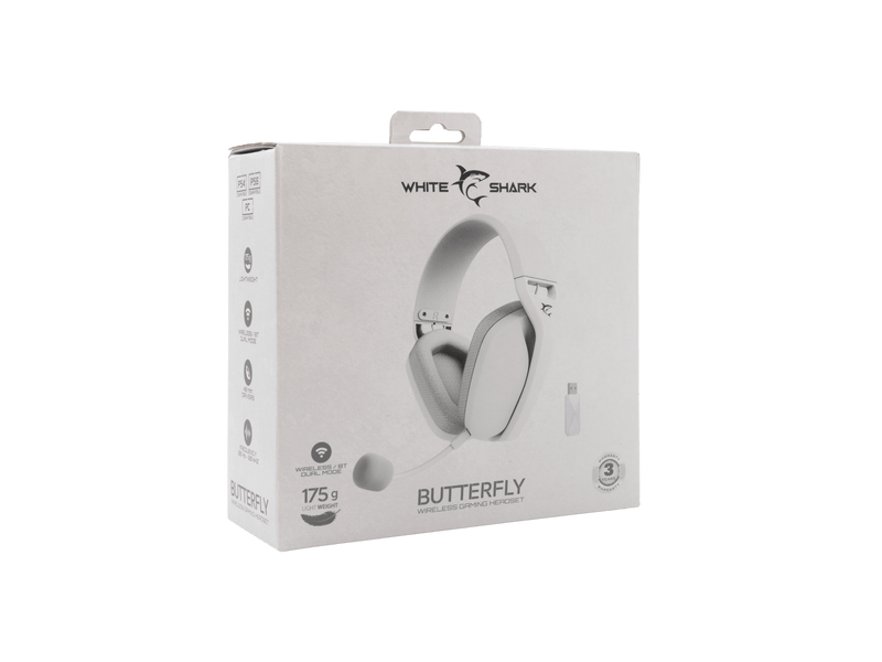 White Shark BUTTERFLY-W, GH-2442W Vezeték nélküli gamer fejhallgató, fehér