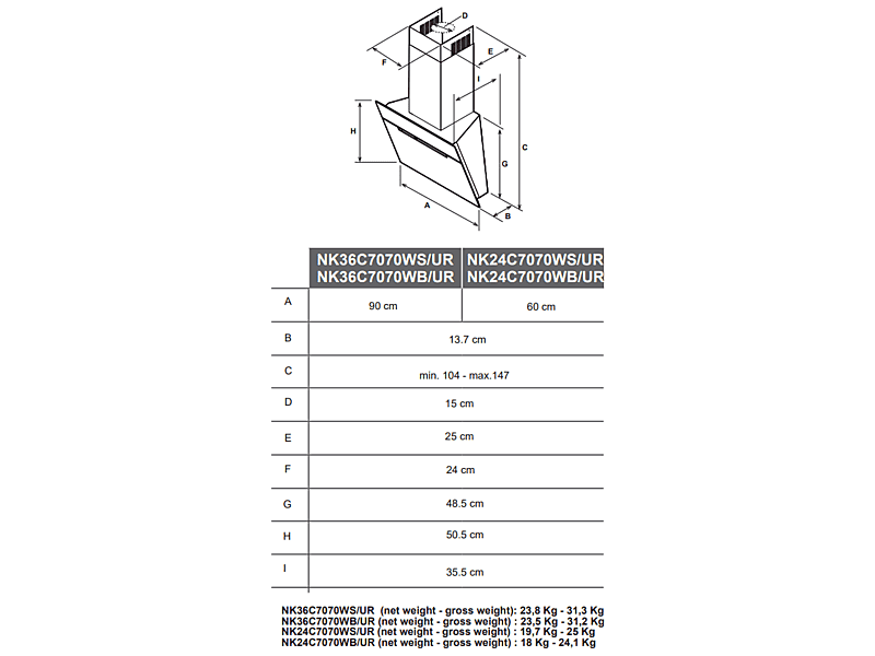 Samsung NK24C7070WS/UR Fali páraelszívó