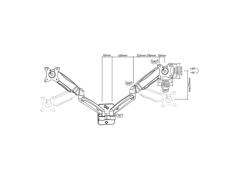 Stell SOS 1820 zidni nosač za dva monitora, 13"-32"