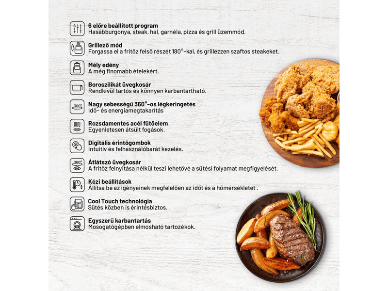 Lauben Glass&Grill 3in1 Airfryer (LBAFMGGAF55BA)