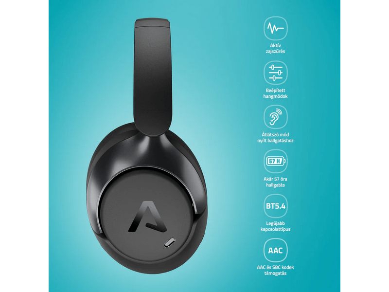 LAMAX HighComfort2 ANC Fejhallgató, fekete (LXOHMHIGC2ABA)