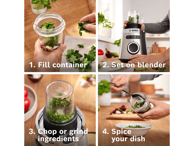 Bosch MMB6177S VitaPower Turmix kulaccsal 1200W, Ezüst