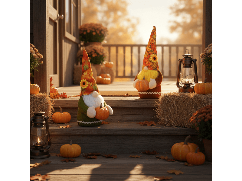 Family 59032 Őszi dekoráció, manó tökkel, 2 féle, 35x13x13 cm