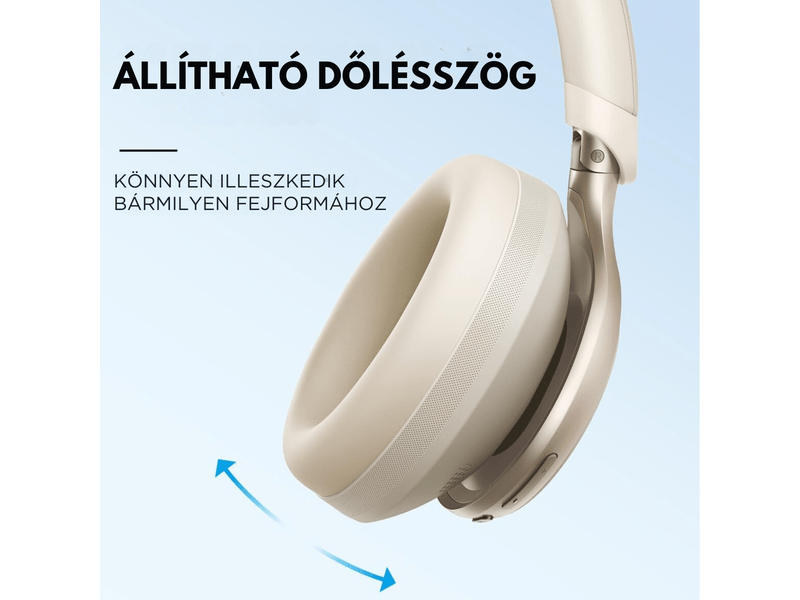Anker Soundcore Space One Bluetooth fejhallgató, krémszínű (A3035G21)