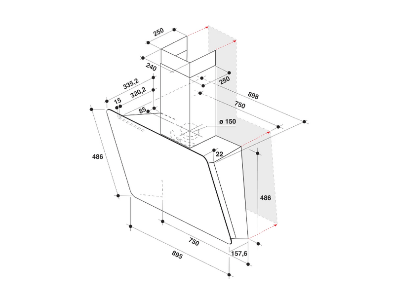 Whirlpool WHVS 93F LT BSS/1 Ferdesíkú falra szerelhető elszívó