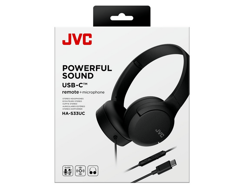 JVC HA-S33UC-B USB-C fejhallgató, fekete
