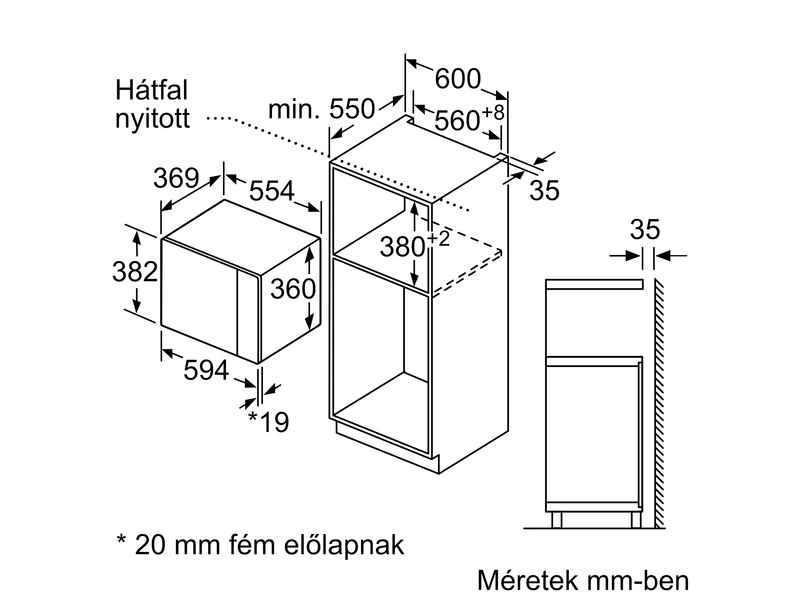 Bosch BFL553MS0 Beépíthető mikrohullámú sütő, inox