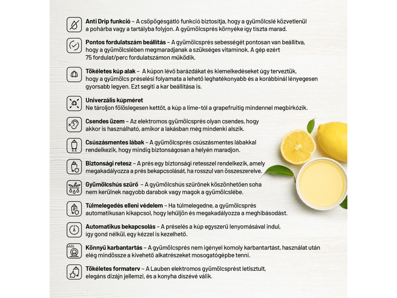 Lauben110WT Elektromos citrusprés