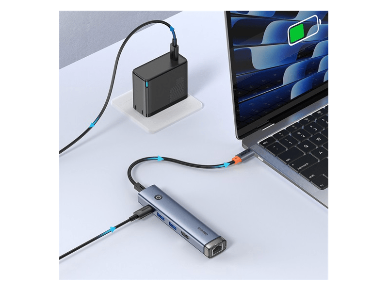 Baseus UltraJoy 5-Port HUB AIR dokkoló állomás, szürke (B0005280181103)