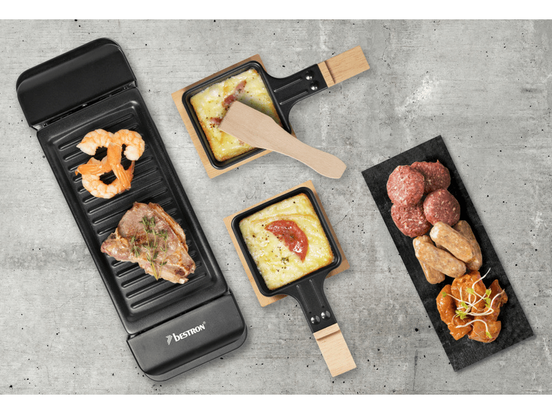 Mini Raclette grill, fekete&fa