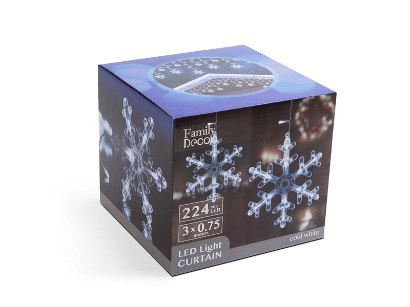 Family LED-es fényfüggöny - hópehely (58916)