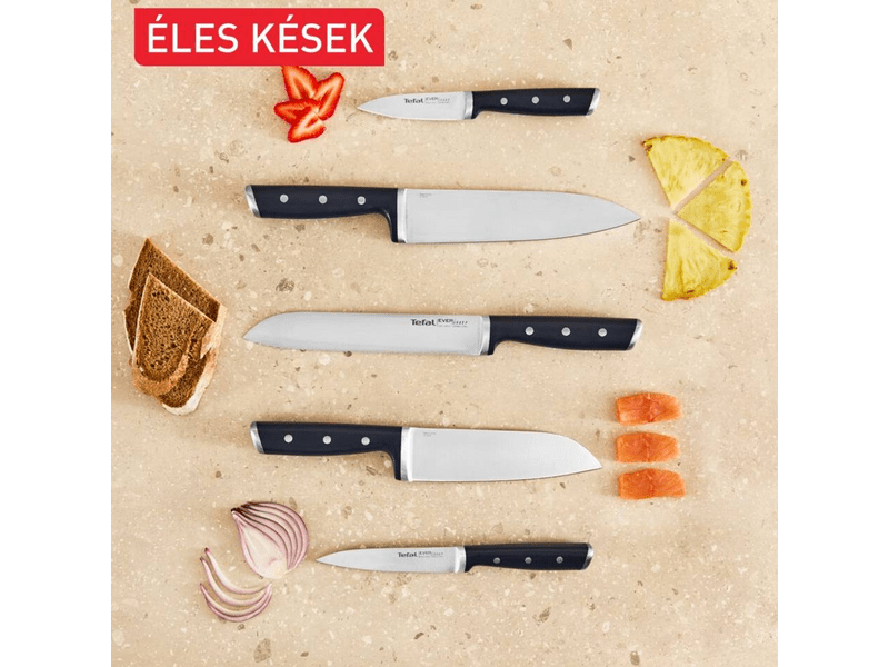 Tefal K297S644 EverSharp séfkéskészlet és késtömb, élezővel