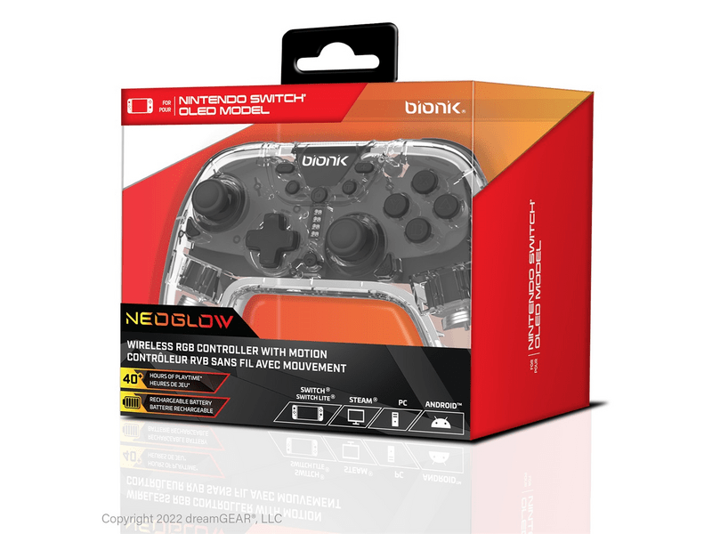 Bionik Nintendo Switch NeoGlow Vezeték nélküli RGB Kontroller (BNK-9099)