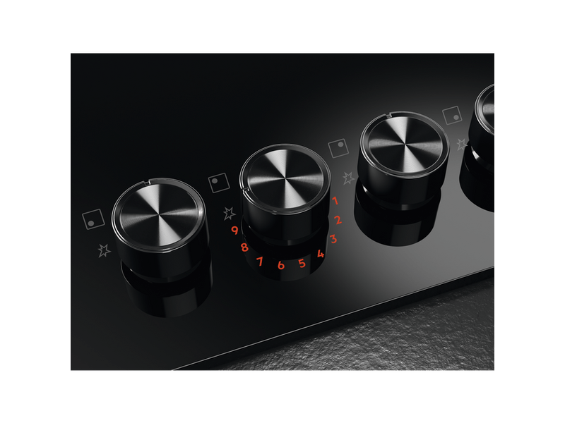 Aeg HKB75453NB Beépíthető gáz főzőlap, Fekete, Edzett üveg