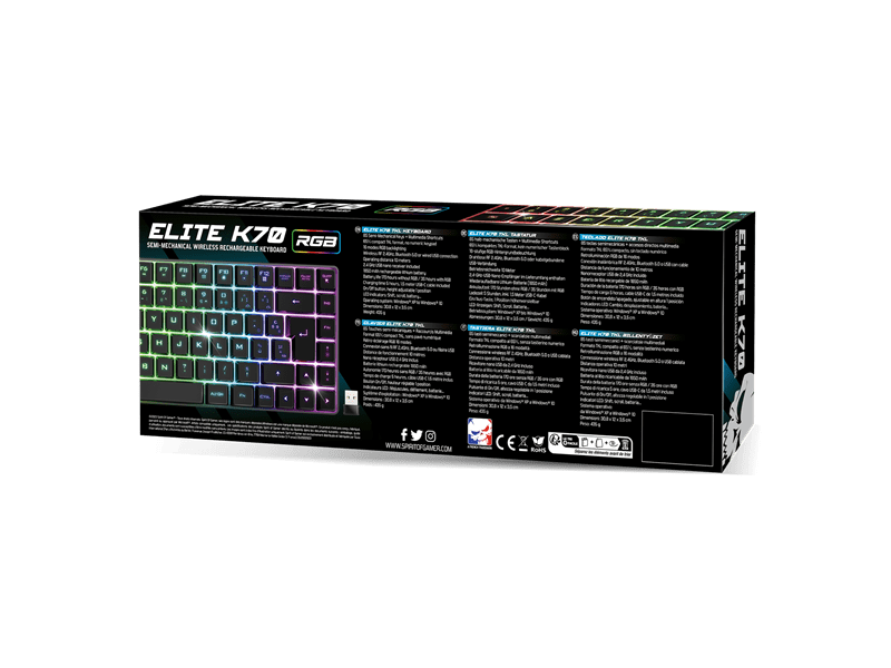 Spirit of Gamer ELITE K70 Gaming Billentyűzet, fekete