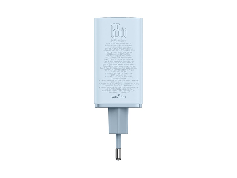 Baseus GaN6 Pro hálózati gyorstöltő 65W, kék (P1016270131300)