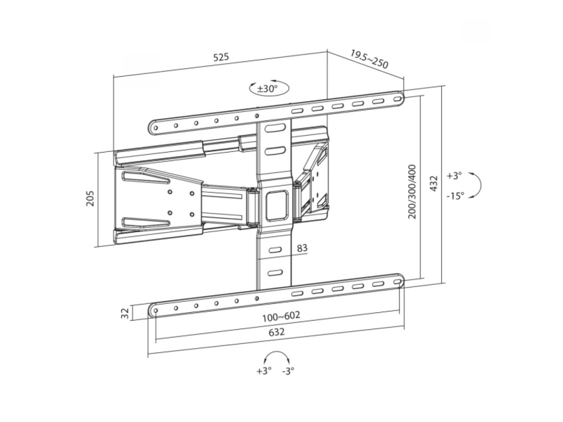 Sbox PLB-79464 Dönthető fali konzol, 43