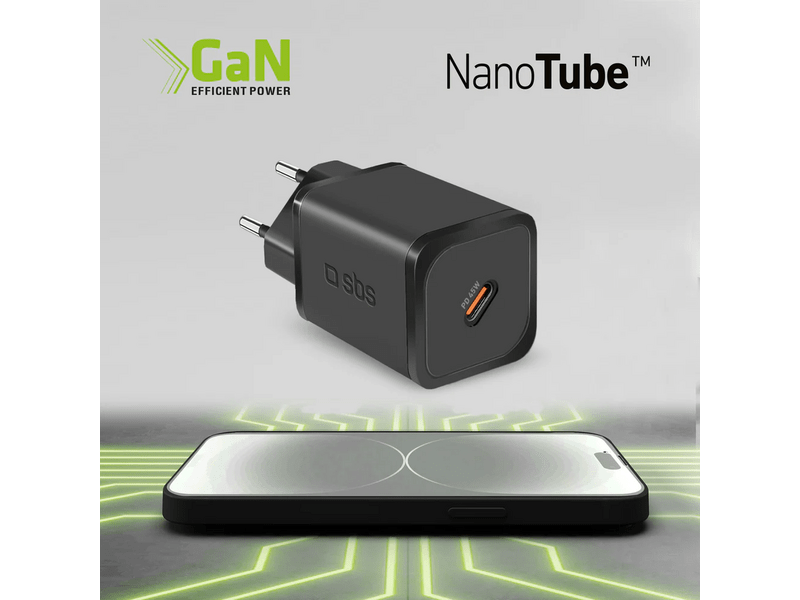 SBS Mini adapter, GaN, 45W, PD, fekete (TETRGAN1C45W)