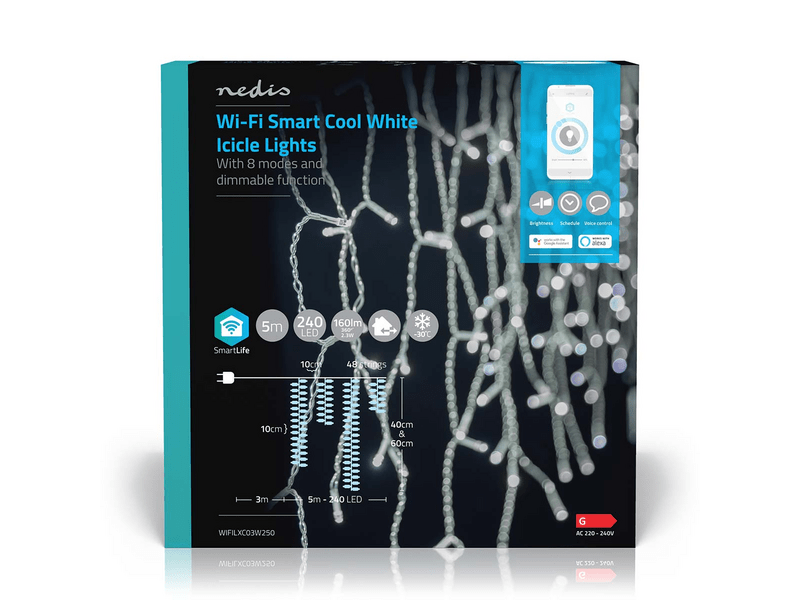 Nedis SmartLife WIFILXC03W250 Karácsonyi jégcsap fényfüzér, 5m