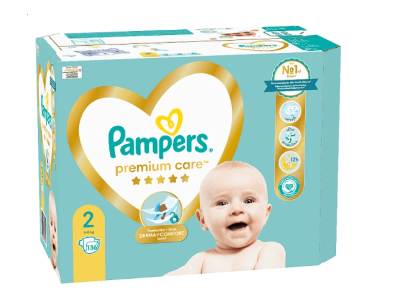 Pampers Premium Care Pelenka, 2 Méret, 136 db