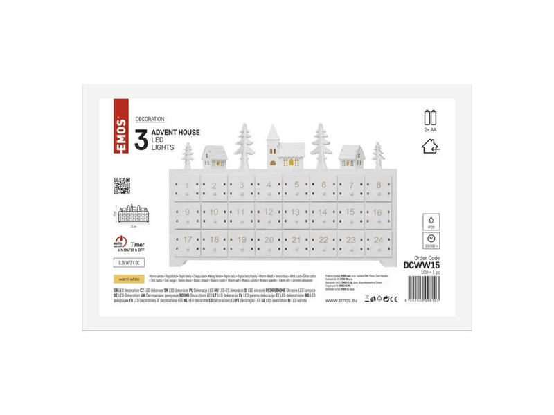 Emos ZY2208 LED adventi naptár, fa, 23x37 cm