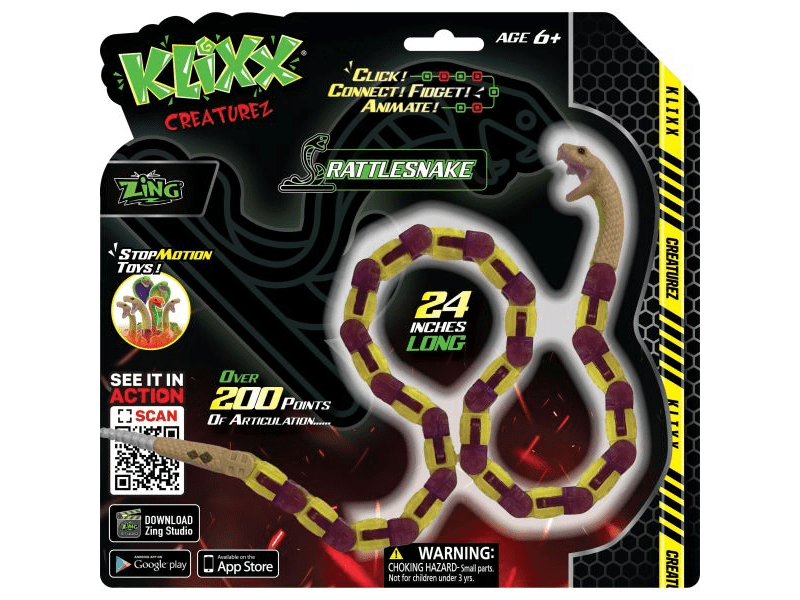 Klixx Creaturez - Csörgőkígyó, 2 féle, 1 db (KX130R)