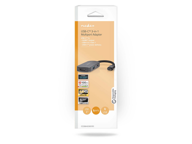 Nedis CCGB64230GY01 USB-C Többportos Adapter